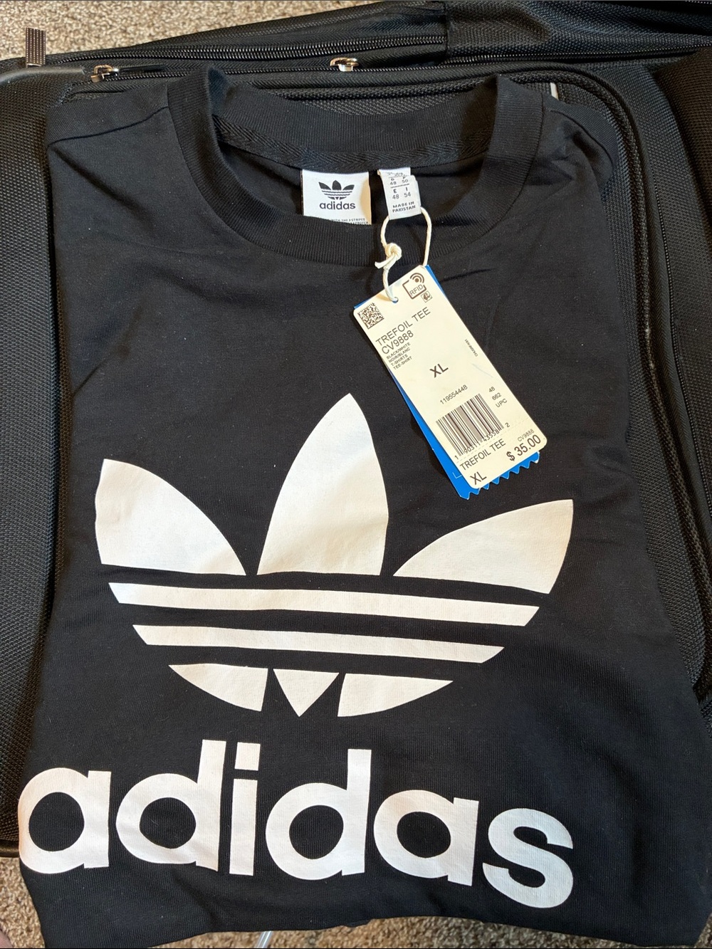 adidas Black Tee with White Trefoil Logo